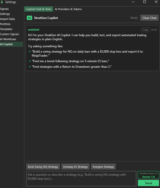 StratGen AI Copilot Studio & Prompt Interface